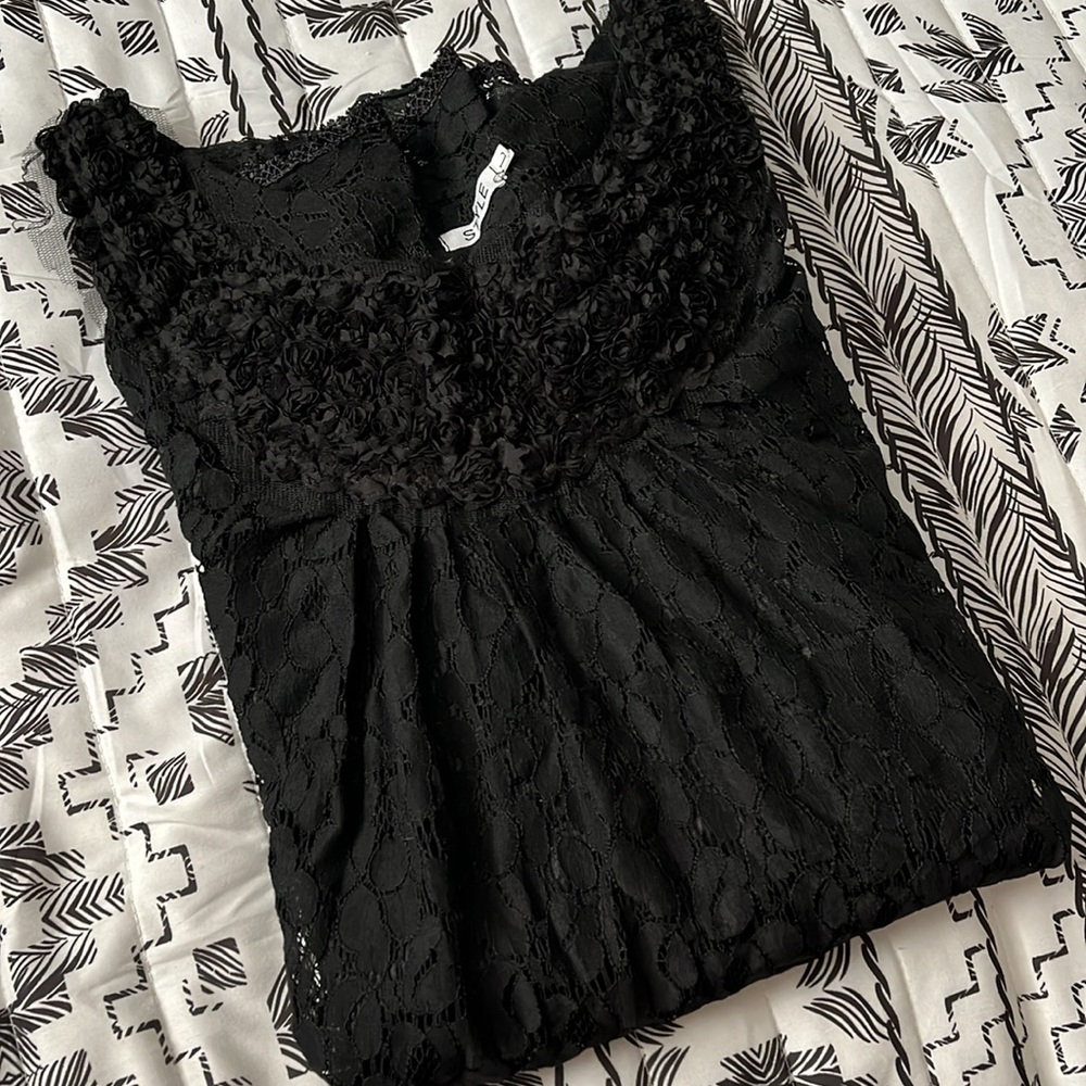 Style Floral Lace MiniDress Tunic Top Size L